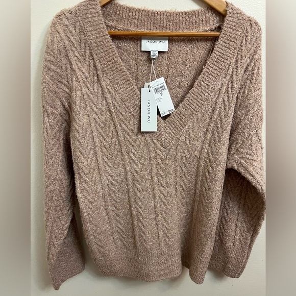 New With Tag 💫Jason Wu V-Neck Sweater in Soft Brown - Picture 7 of 12